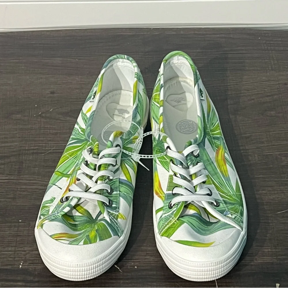 NWOT Rocket Dog Jazzin Green/White Palm Print Cotton Sneakers Size 11 - Picture 2 of 10